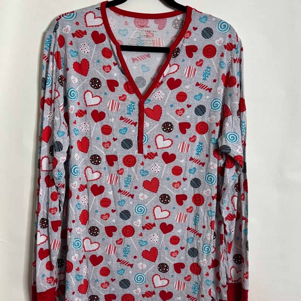 Little Sleepies Womens valentines hearts Pajama Top LS
